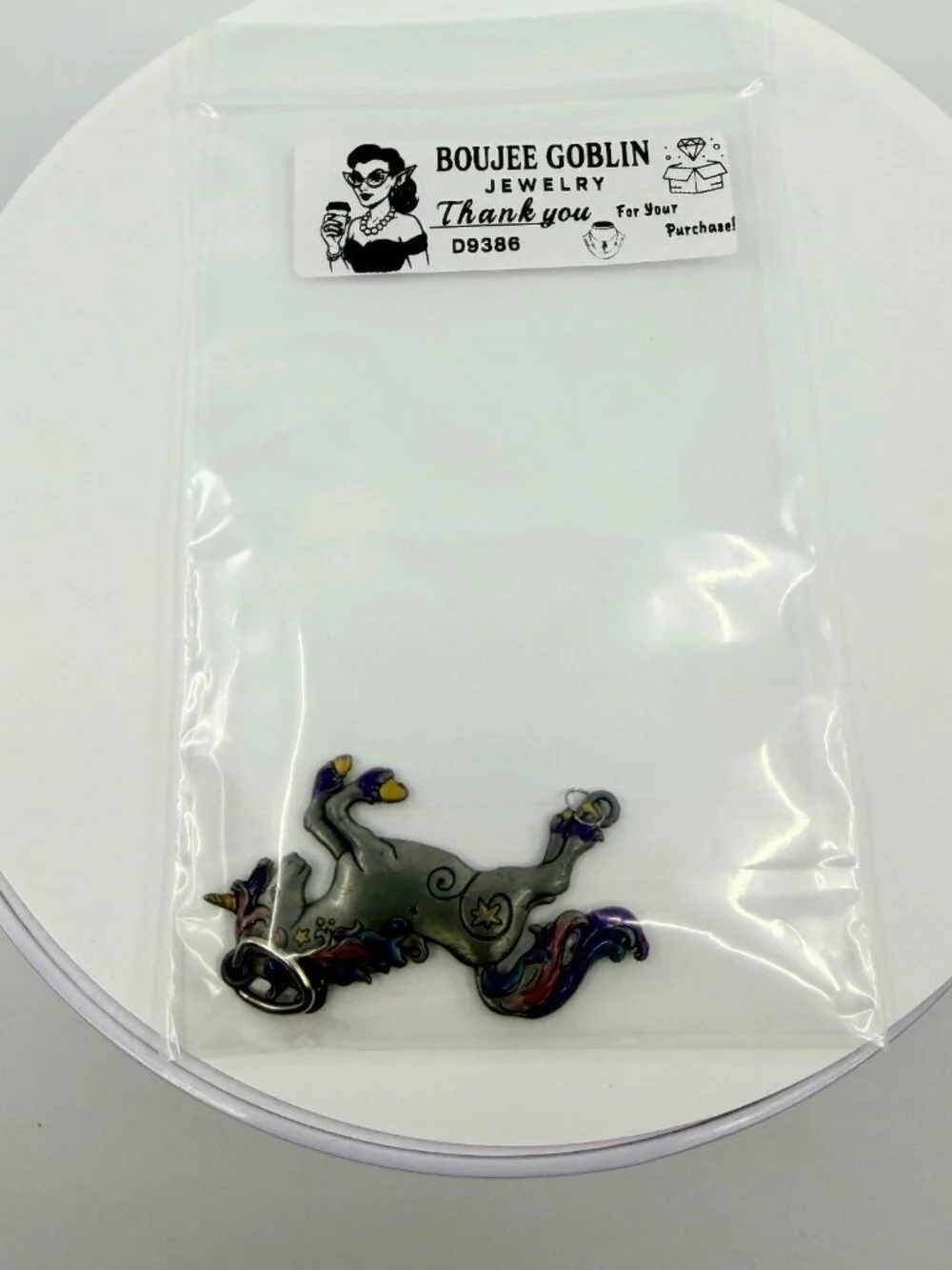 Vintage Unicorn Pendant Enamel Silver Tone Whimsical Charm Fantasy Jewelry Y2K